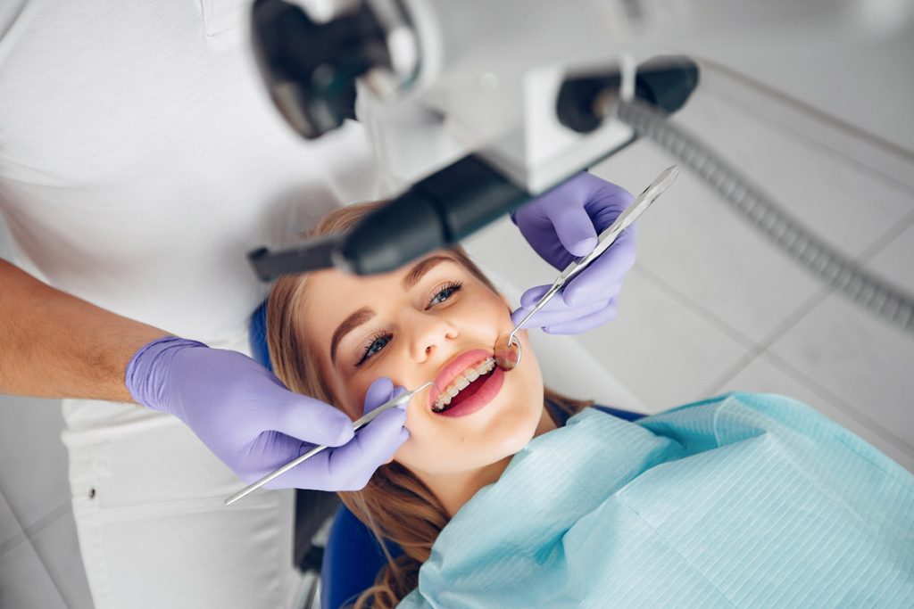 woman in dentist chair during a dental check
