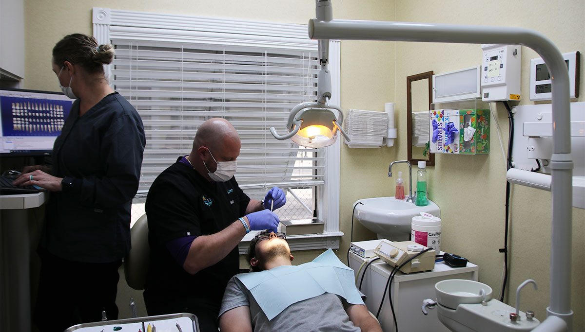 dentist working on patient