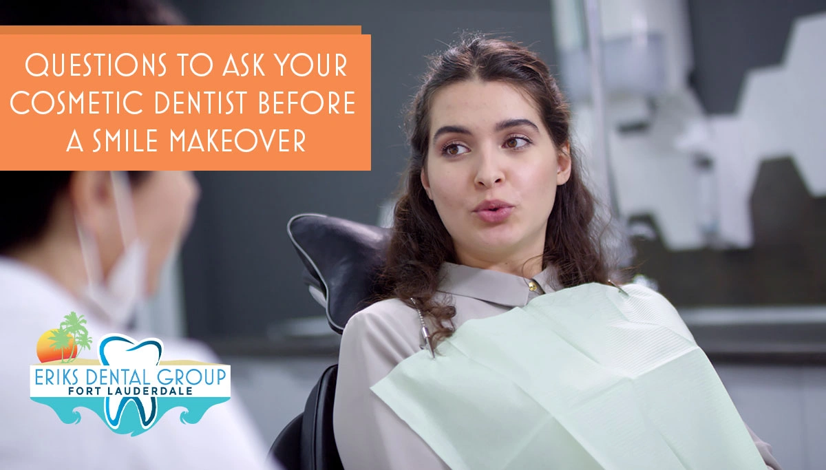 woman in dentist chair speaking with dentist