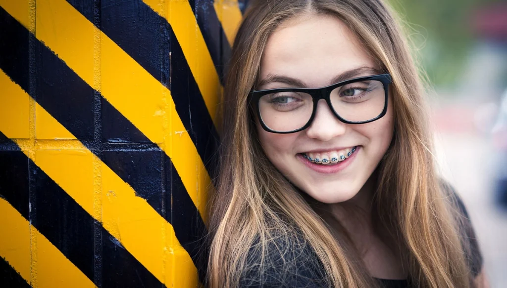 woman smiling with braces